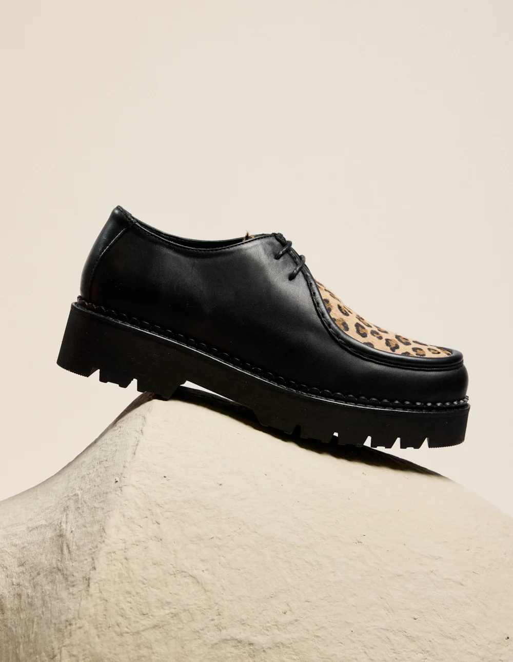 Derbies Deborah - Cuir noir et pony leopard - Image 6