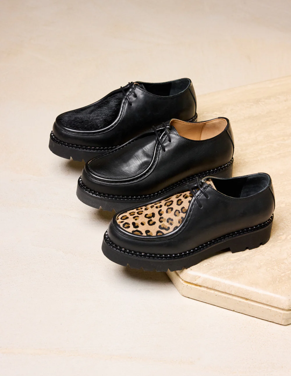 Derbies Deborah - Cuir noir et pony leopard - Image 8