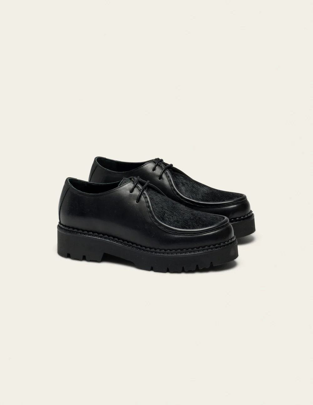 Derbies Deborah - Cuir noir et pony noir - Image 2