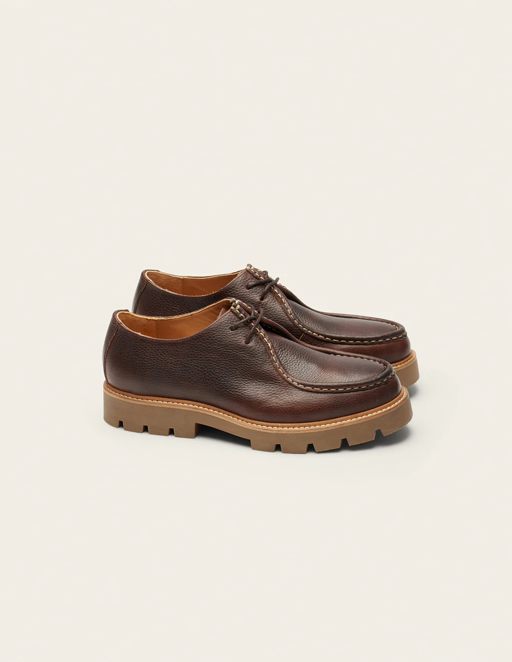 Derbies Gontran - Cuir pull up grainé marron - Image 4