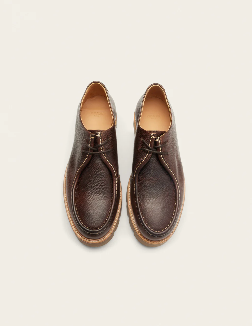 Derbies Gontran - Cuir pull up grainé marron - Image 5