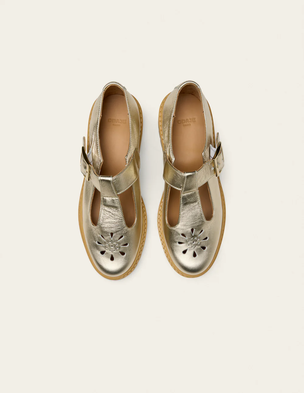 Derbies Romane Ajourée - Cuir doré - Image 6