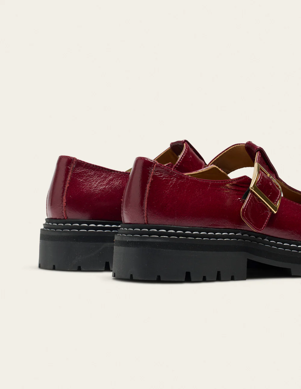 Derbies Romane - Cuir plissé verni bordeaux - Image 3