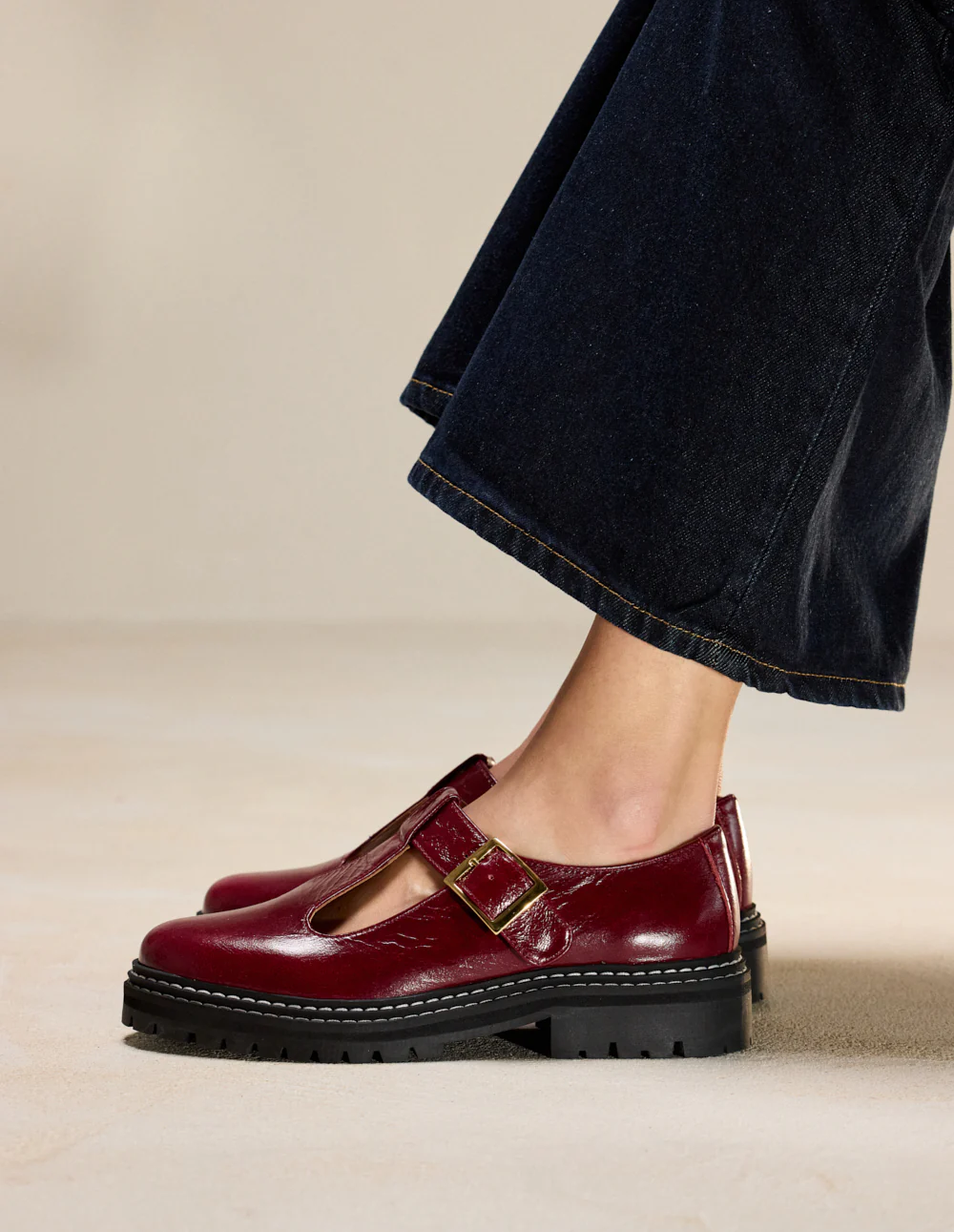Derbies Romane - Cuir plissé verni bordeaux - Image 4