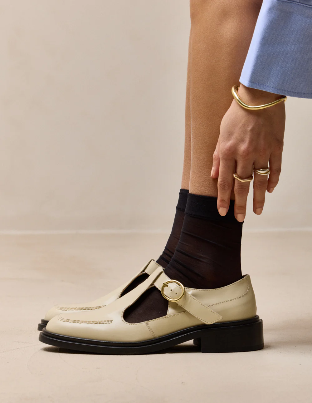 Derbies Tyria - Cuir box ivoire - Image 4