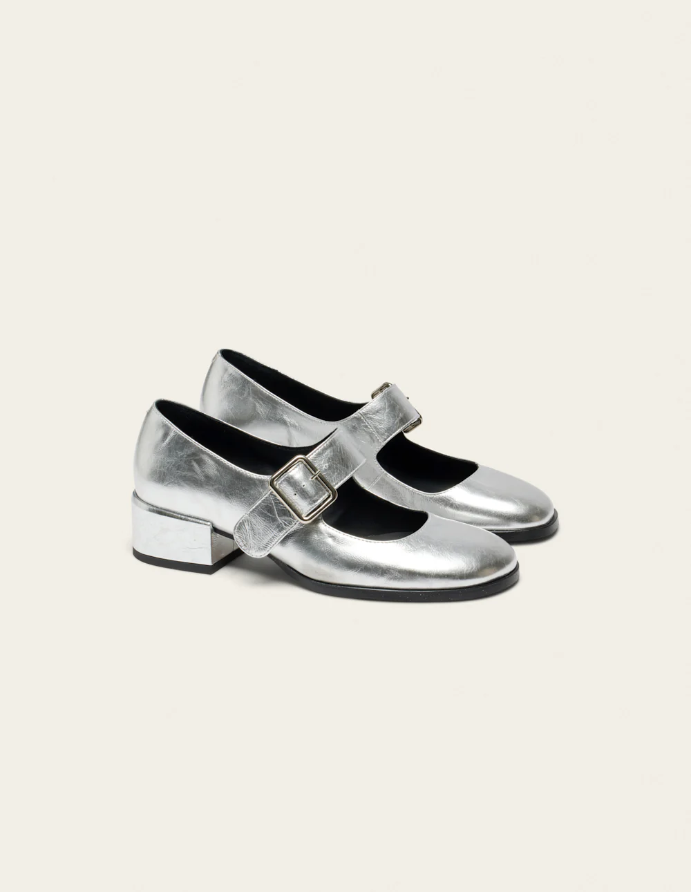 Escarpins Amari - Cuir plissé argenté - Image 3