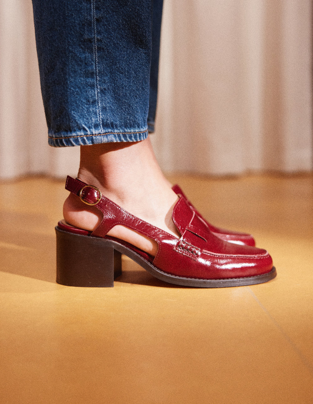 Escarpins Elyra - Cuir plissé verni bordeaux - Image 3