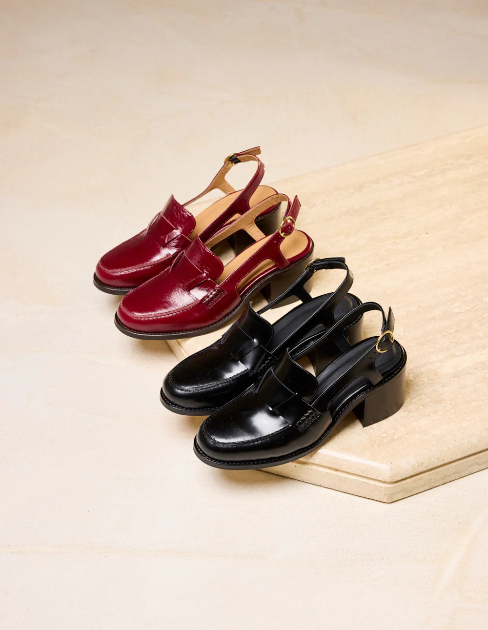 Escarpins Elyra - Cuir plissé verni bordeaux - Image 4