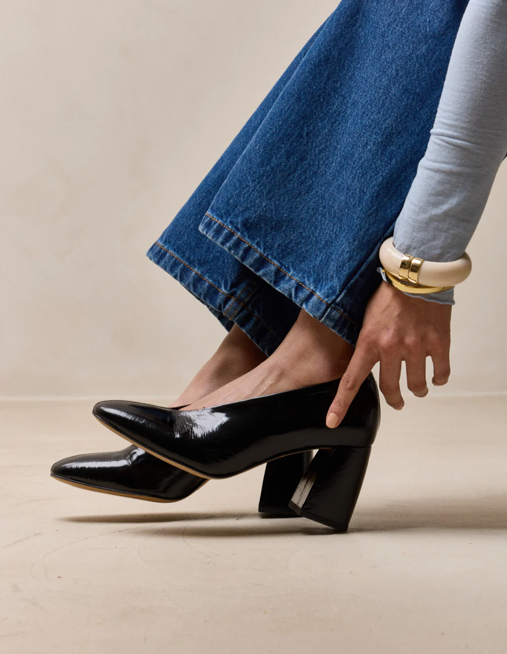 Escarpins Ilamis - Cuir plissé noir - Image 3