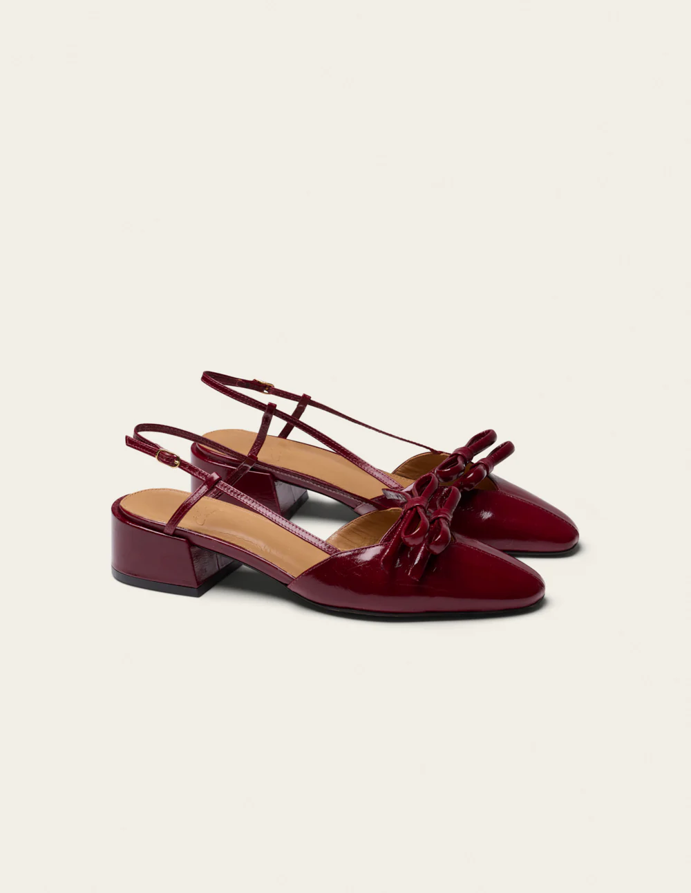 Escarpins Iren - Cuir plissé bordeaux - Image 4
