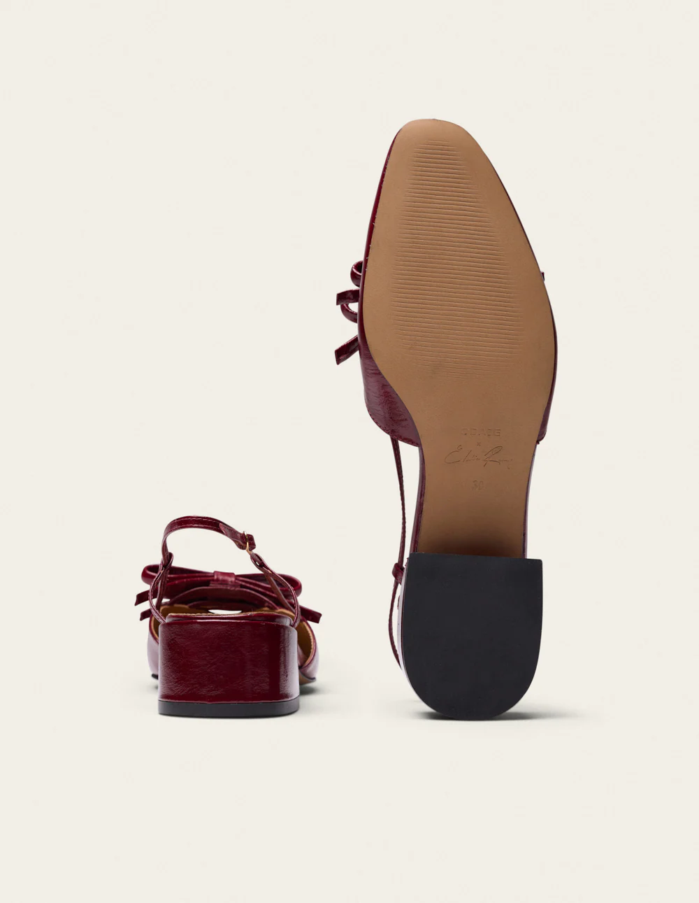 Escarpins Iren - Cuir plissé bordeaux - Image 7