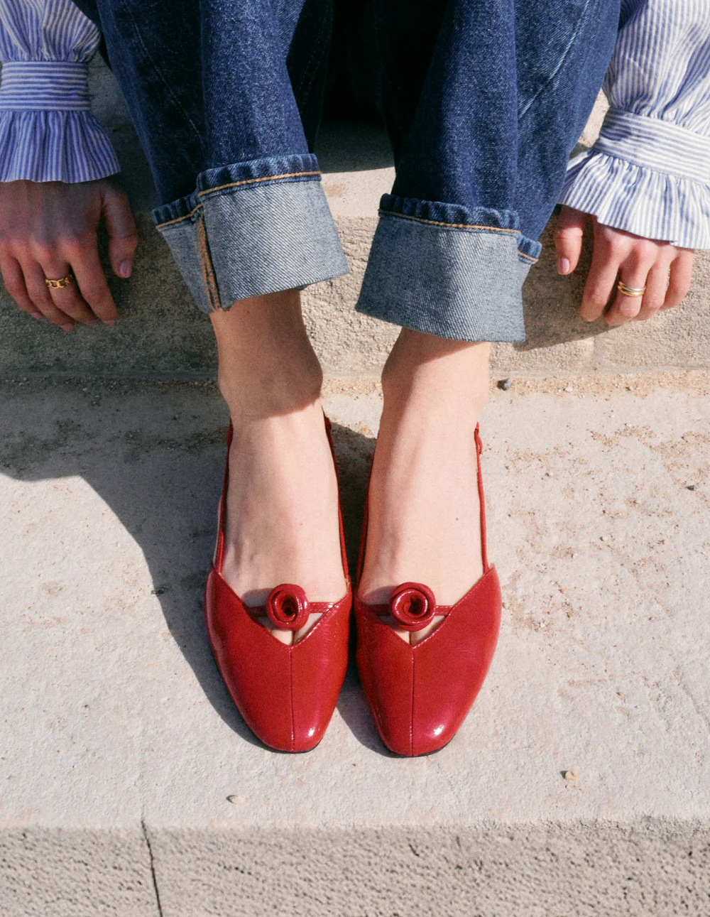 Escarpins Iren - Cuir plissé verni rouge - Image 3