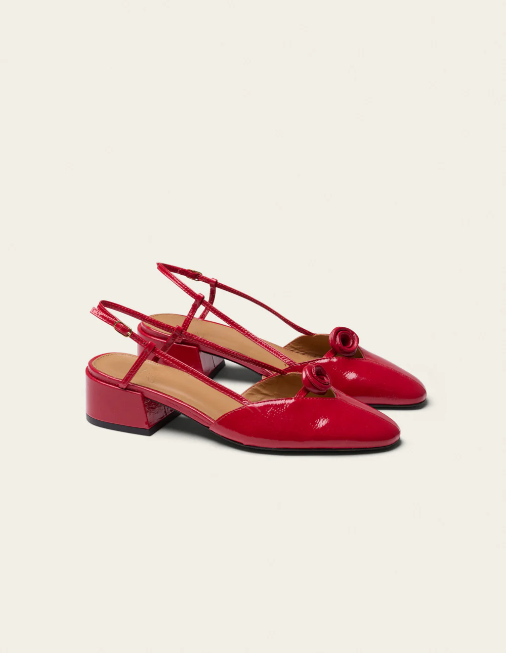 Escarpins Iren - Cuir plissé verni rouge - Image 4
