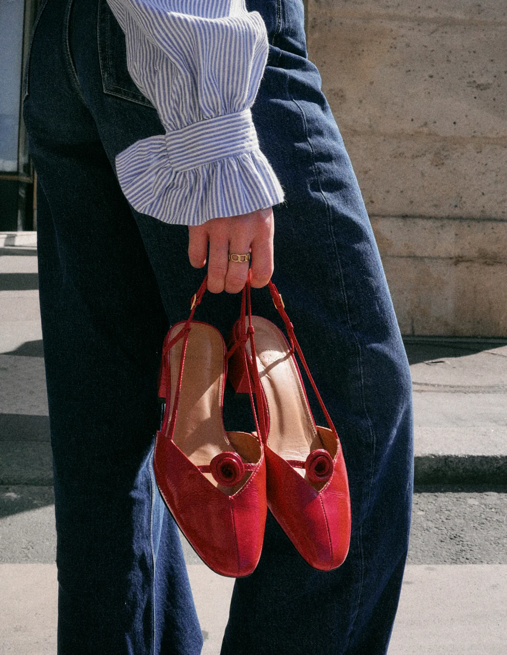 Escarpins Iren - Cuir plissé verni rouge - Image 6
