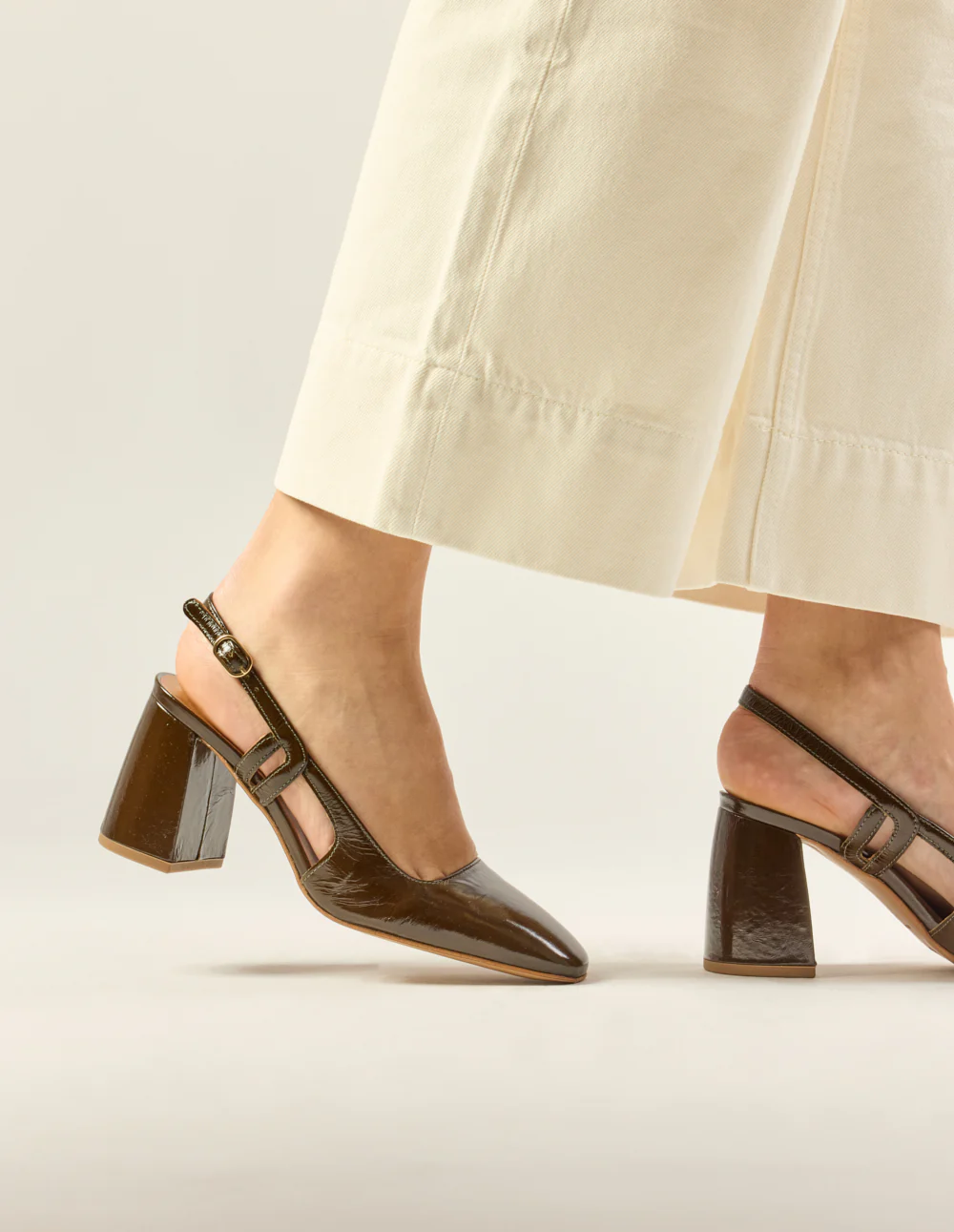 Escarpins Marcie - Cuir plissé kaki - Image 4