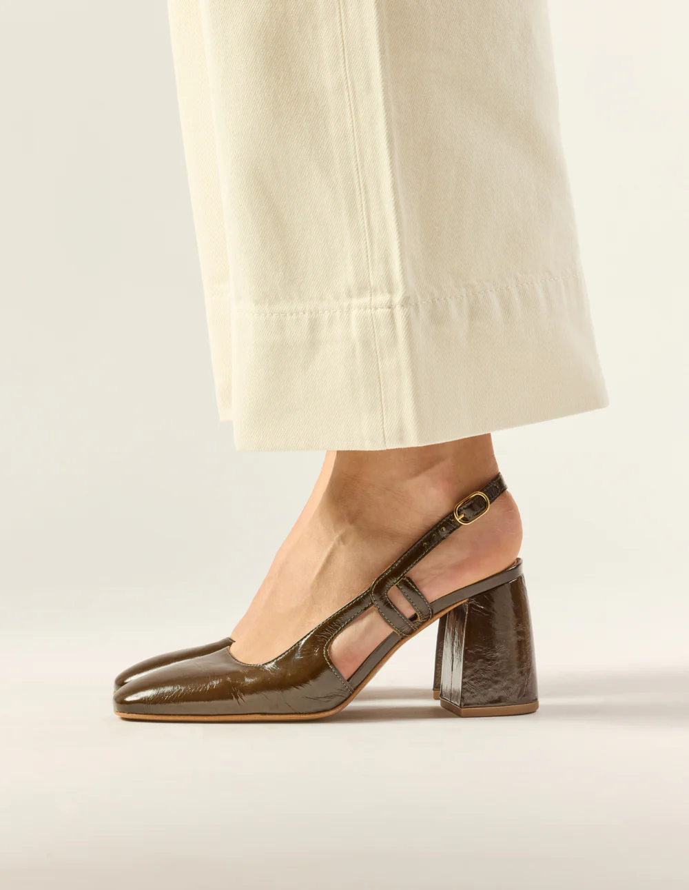 Escarpins Marcie - Cuir plissé kaki - Image 6