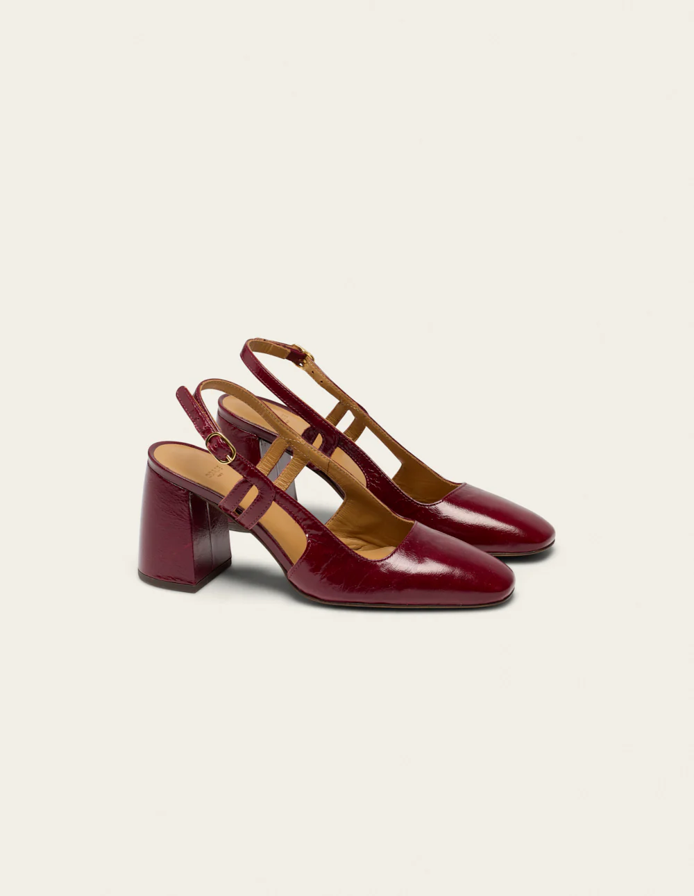 Escarpins Marcie - Cuir plissé verni bordeaux - Image 3