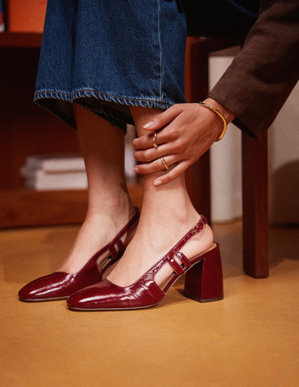 Escarpins Marcie - Cuir plissé verni bordeaux - Image 4