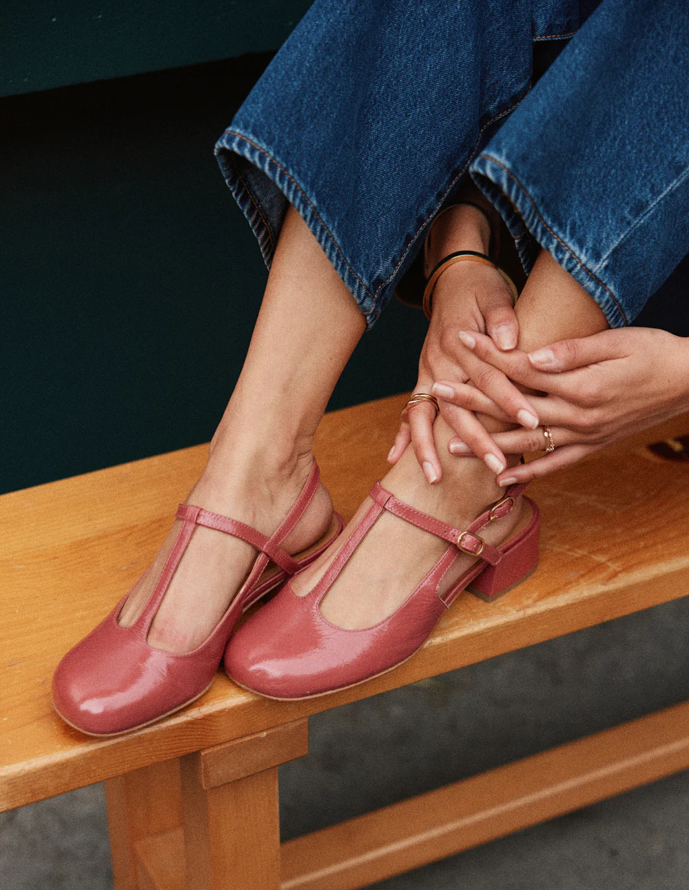 Escarpins Ryla - Cuir plissé verni rose - Image 3