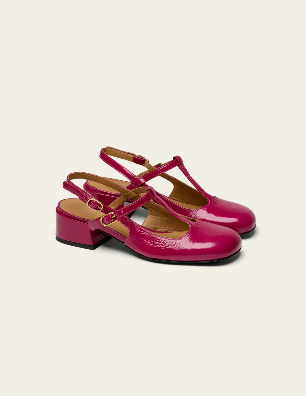 Escarpins Ryla - Cuir verni plissé framboise - Image 4