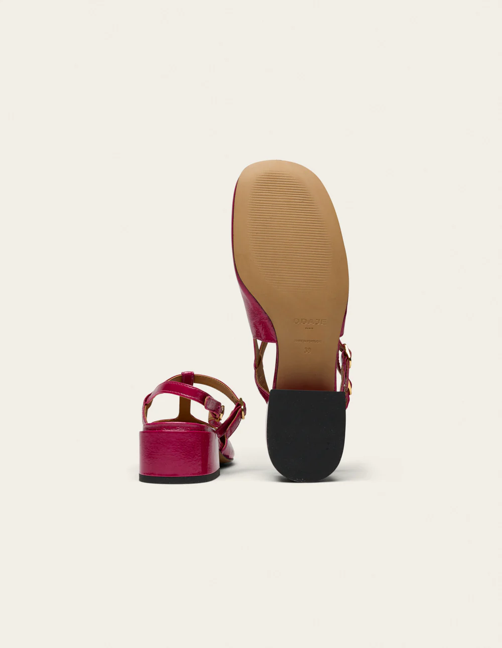 Escarpins Ryla - Cuir verni plissé framboise - Image 7
