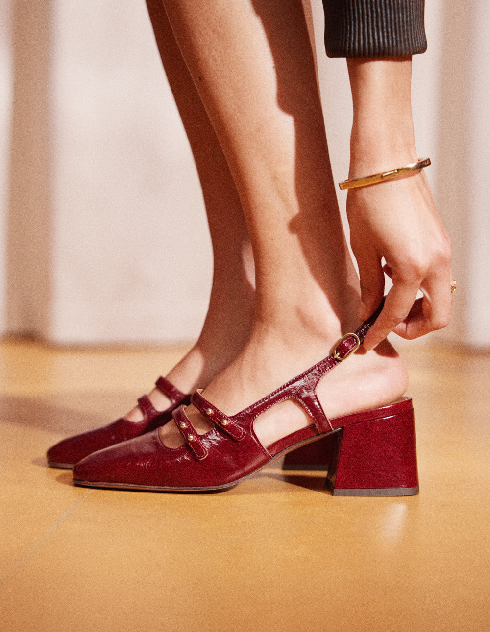 Escarpins Soline - Cuir plissé verni bordeaux - Image 4