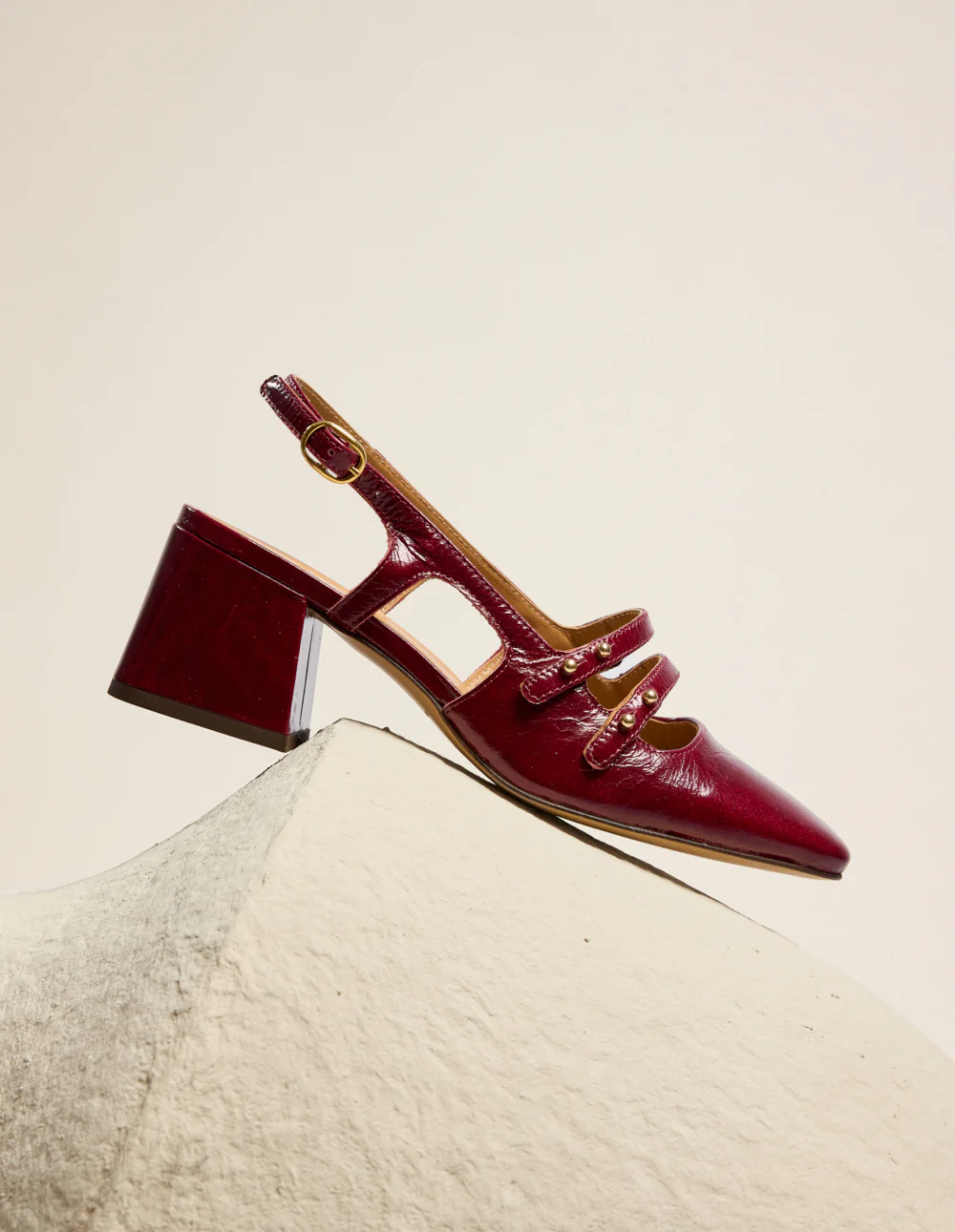 Escarpins Soline - Cuir plissé verni bordeaux - Image 5