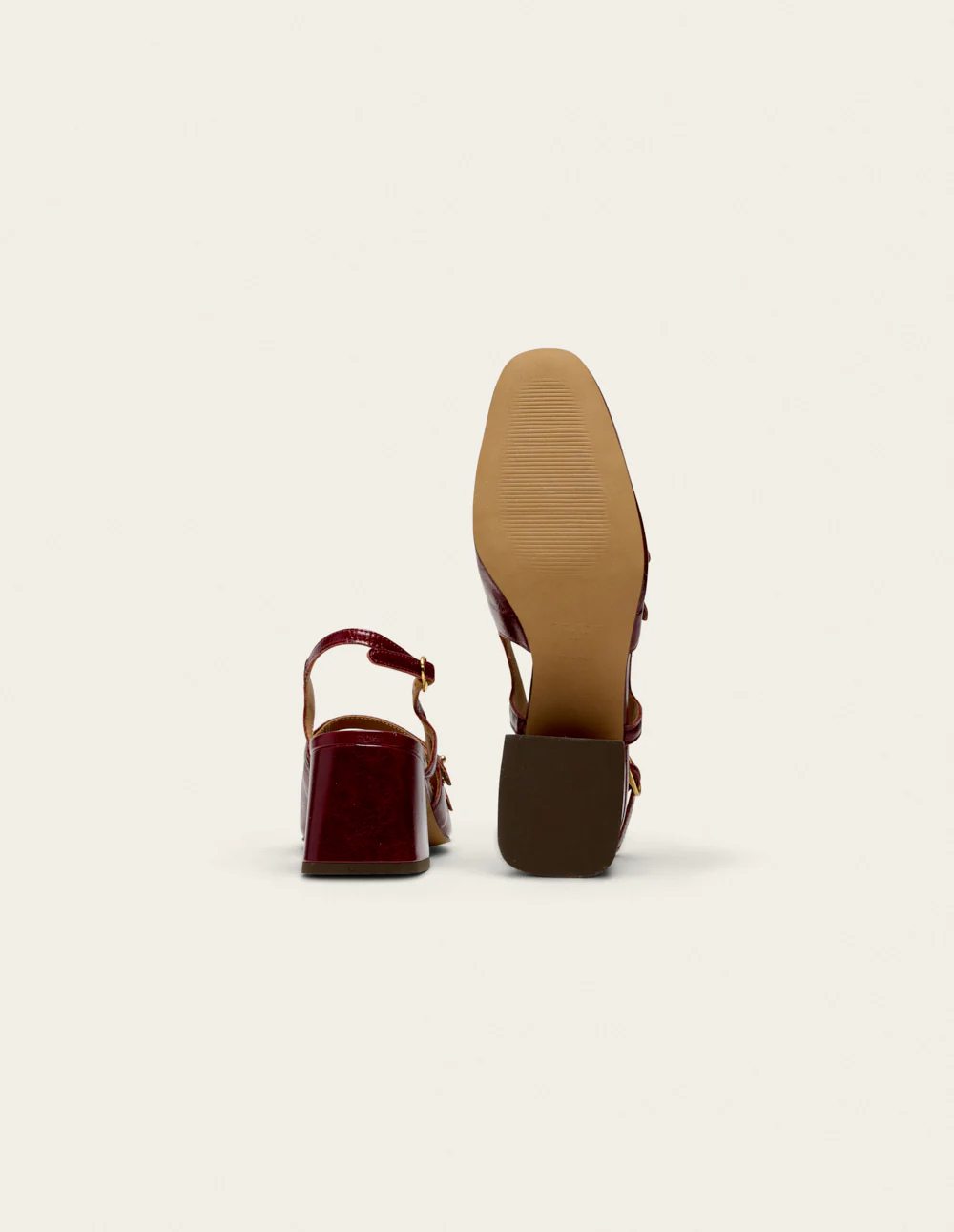 Escarpins Soline - Cuir plissé verni bordeaux - Image 6