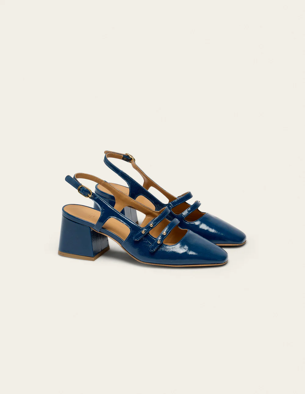 Escarpins Soline - Cuir plissé verni cobalt - Image 3