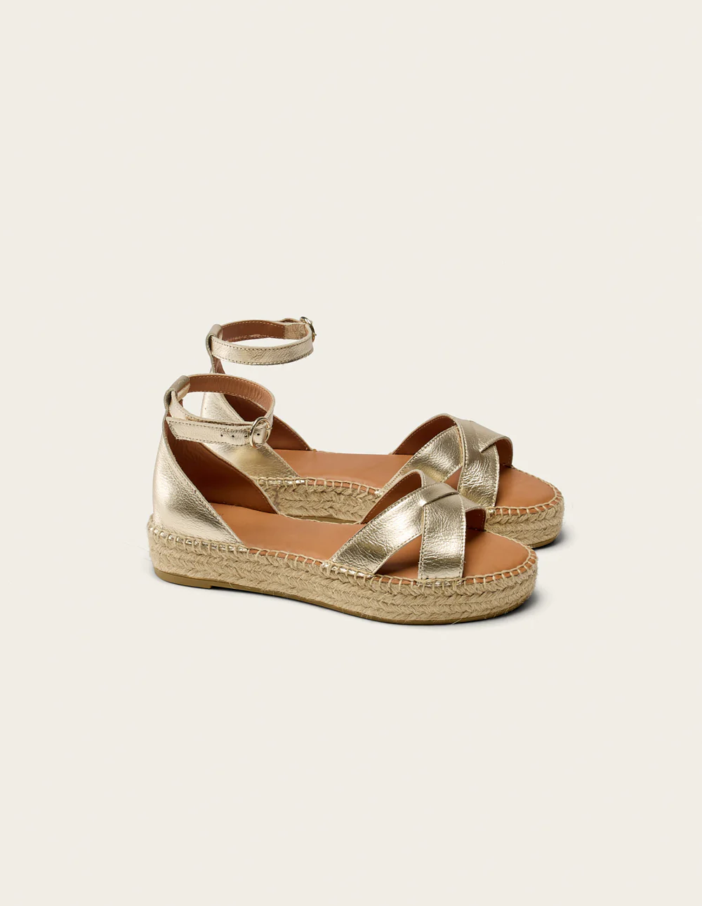 Espadrilles Catherine - Cuir grainé champagne - Image 3