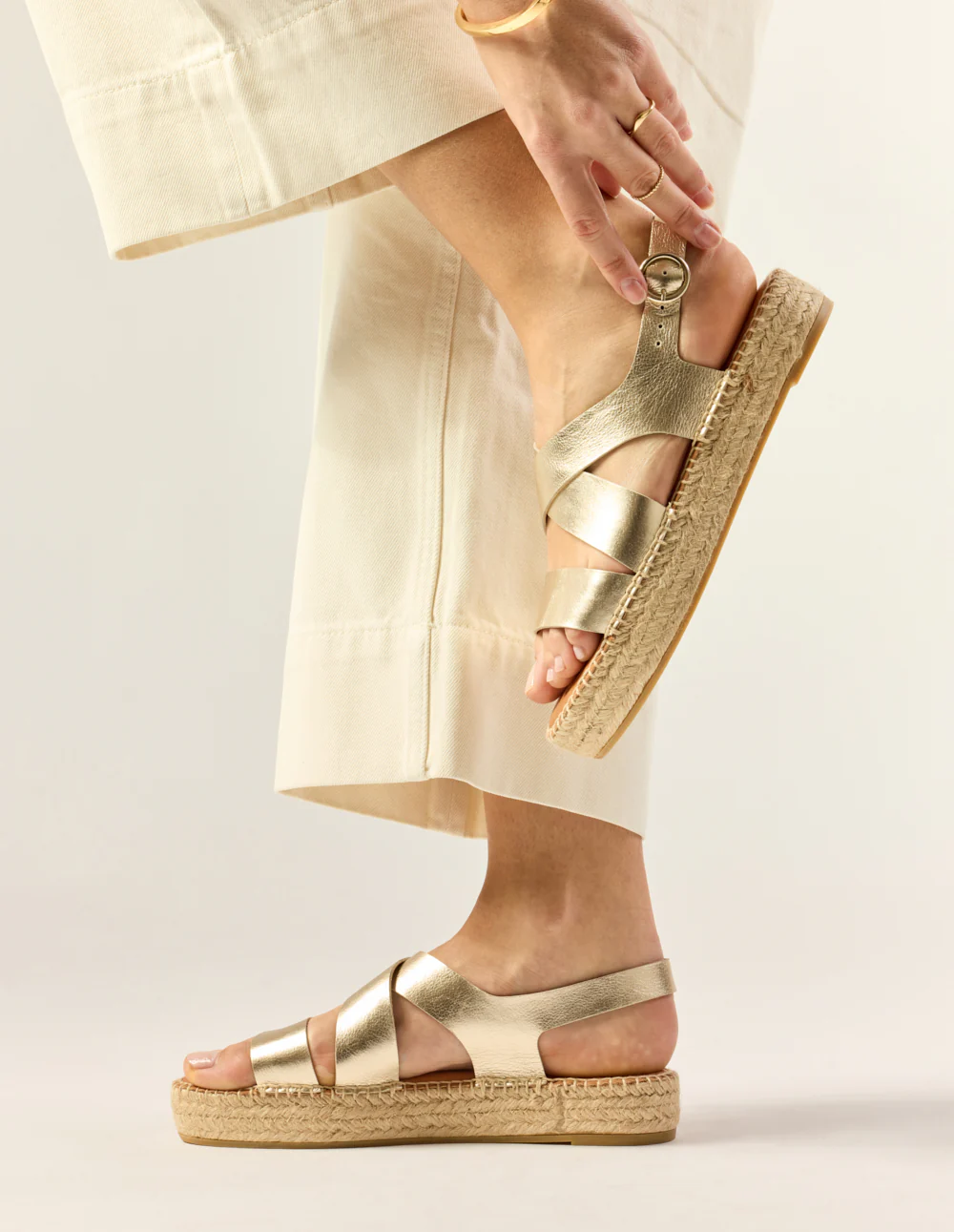 Espadrilles Catherine - Cuir grainé champagne - Image 6