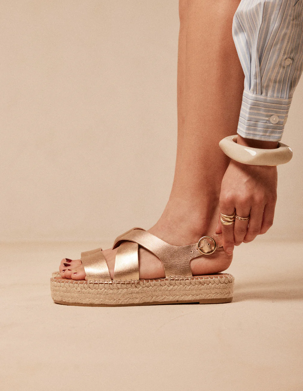 Espadrilles Chantal - Cuir doré - Image 2