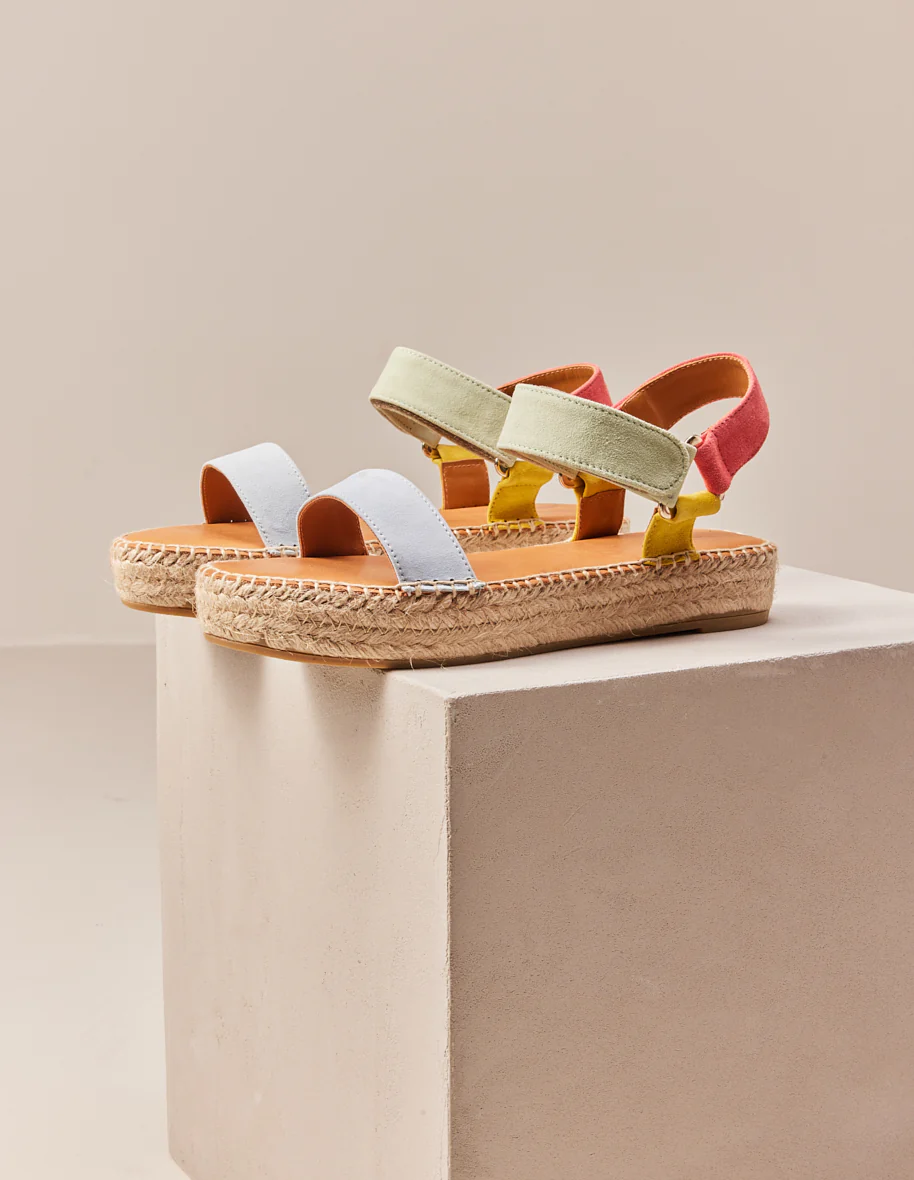 Espadrilles Flore - Suède corail ciel jaune - Image 5