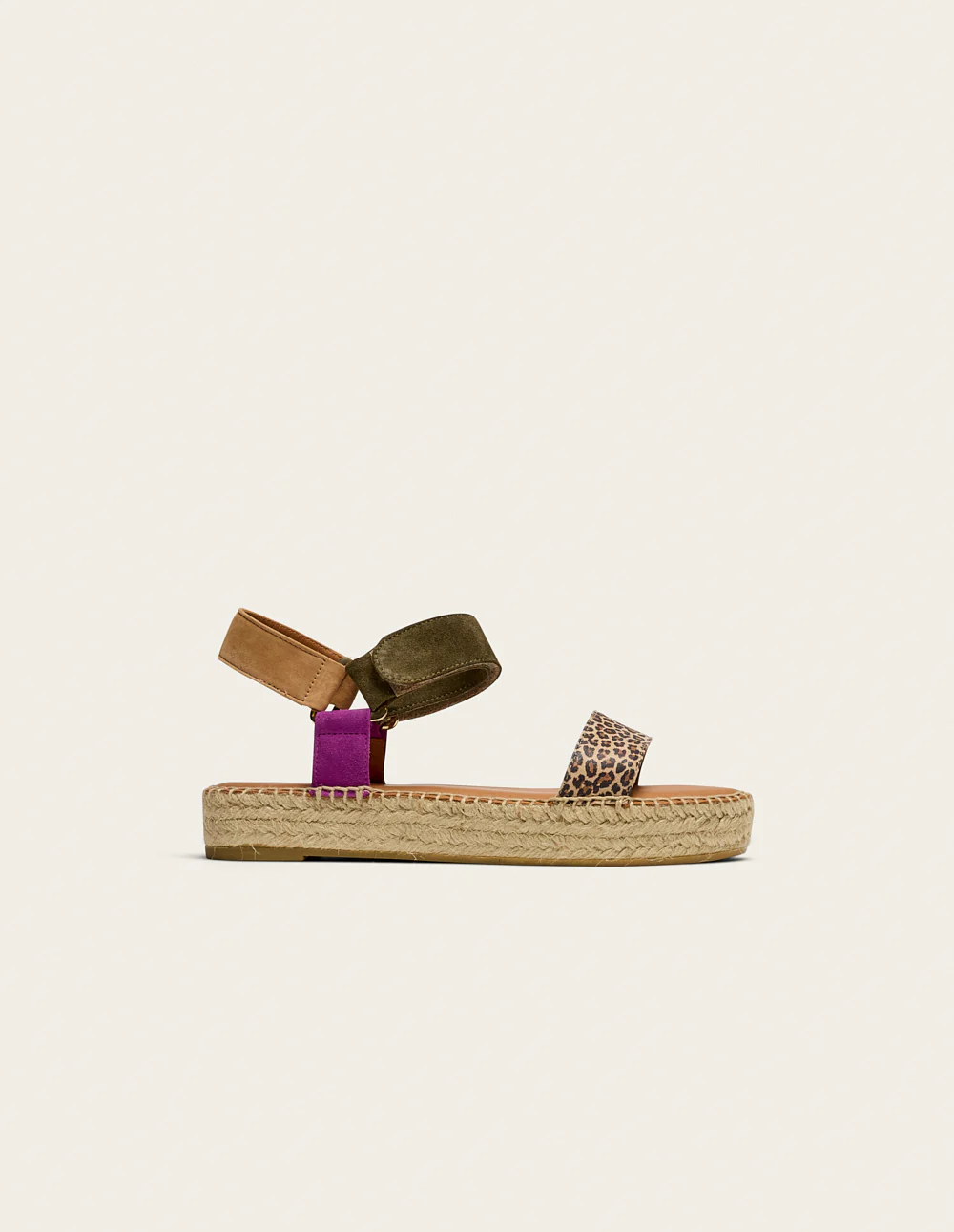 Espadrilles Flore - Suède magenta kaki beige - Image 2