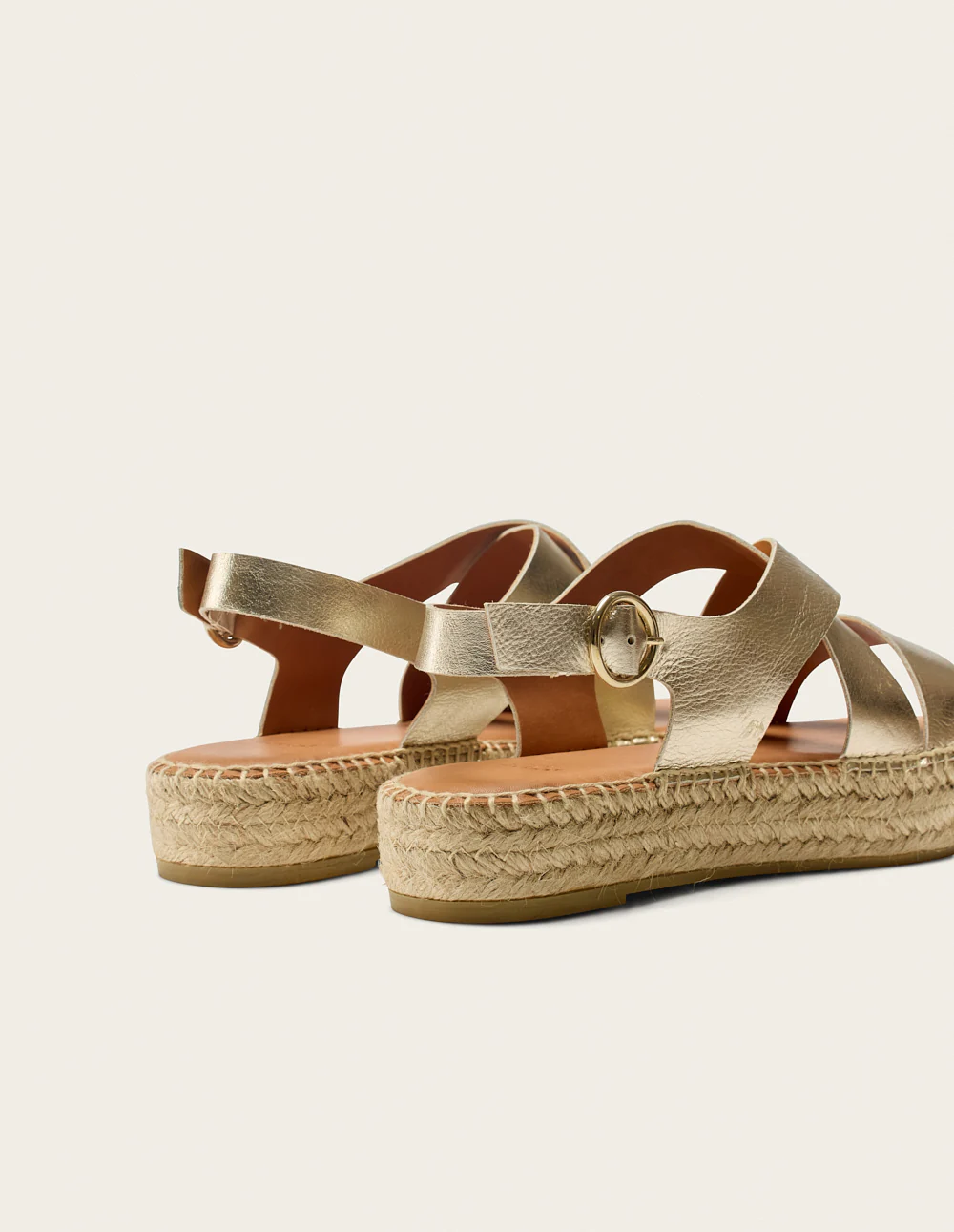 Espadrilles plates Chantal - Cuir grainé champagne - Image 5