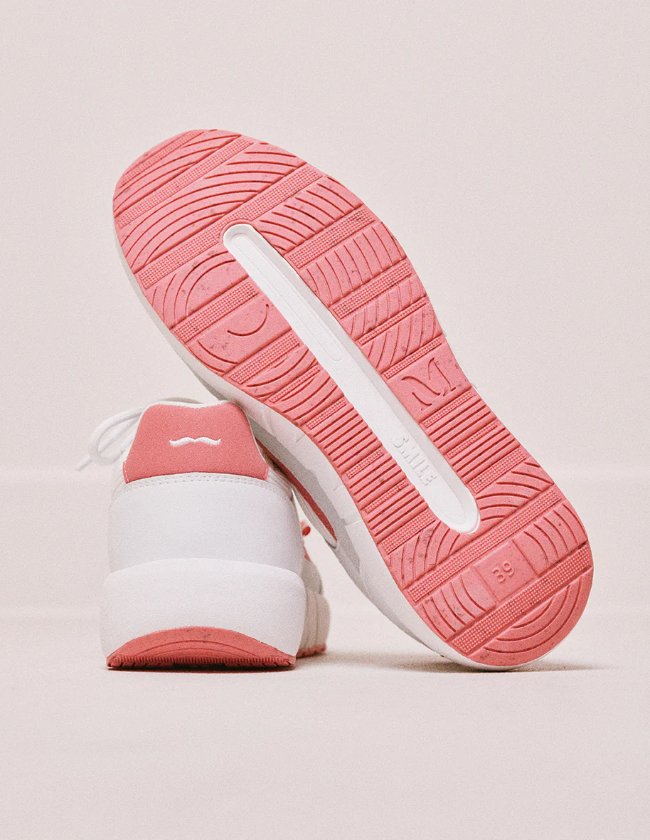Baskets basses Marion - Cuir recyclé et suède vegan blanc corail - Image 5