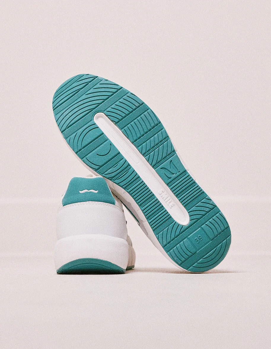 Baskets basses Marion - Cuir recyclé et suède vegan blanc vert - Image 5