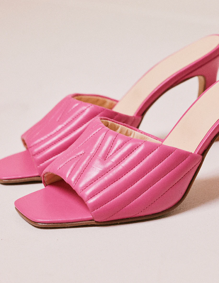 Mules Martha - Cuir fuchsia - Image 3
