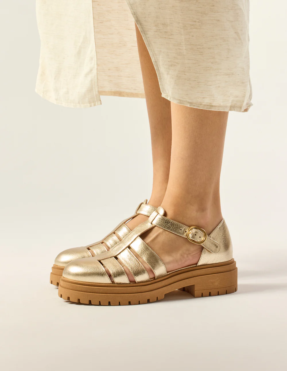 Sandales Rosalia - Cuir grainé champagne - Image 2
