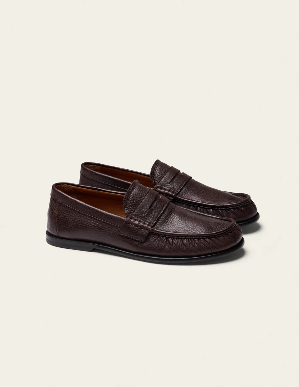 Mocassins Doni - Cuir grainé marron - Image 3