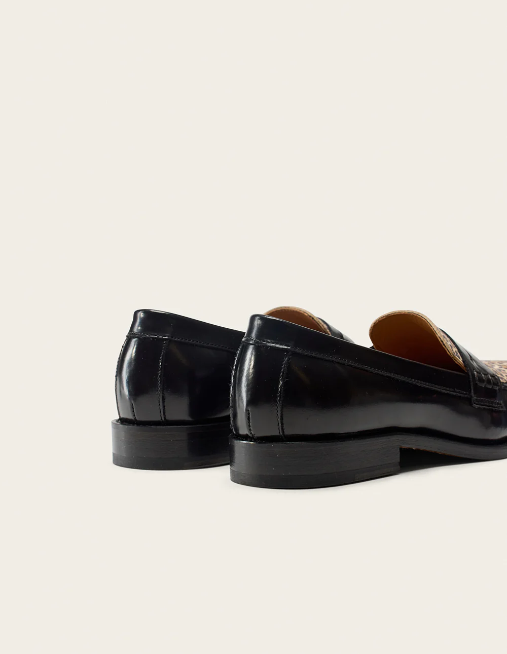Mocassins Fanny - Cuir box noir et léopard - Image 3
