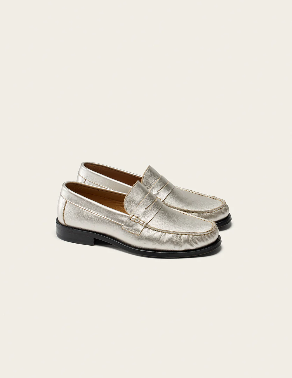 Mocassins Halley - Cuir plissé argenté - Image 3