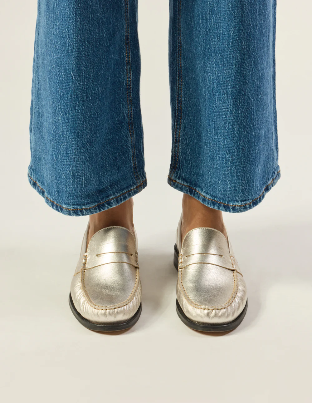Mocassins Halley - Cuir plissé argenté - Image 6