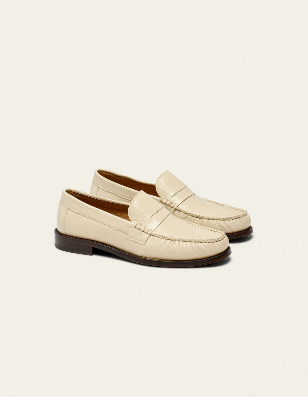 Mocassins Halley - Cuir plissé verni écru - Image 2