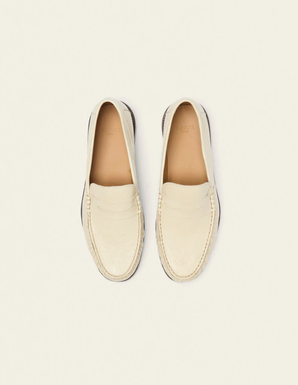 Mocassins Halley - Cuir plissé verni écru - Image 6