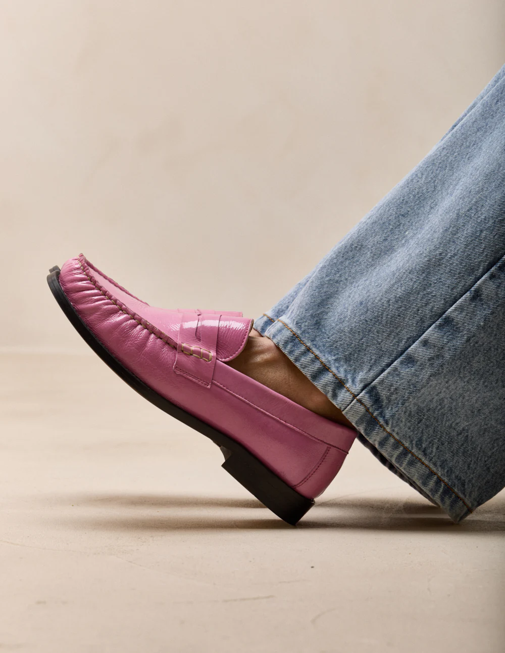 Mocassins Halley - Cuir plissé verni rose - Image 3