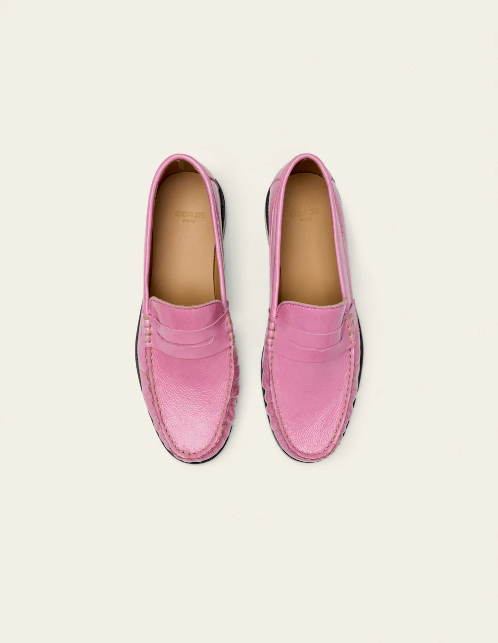 Mocassins Halley - Cuir plissé verni rose - Image 6