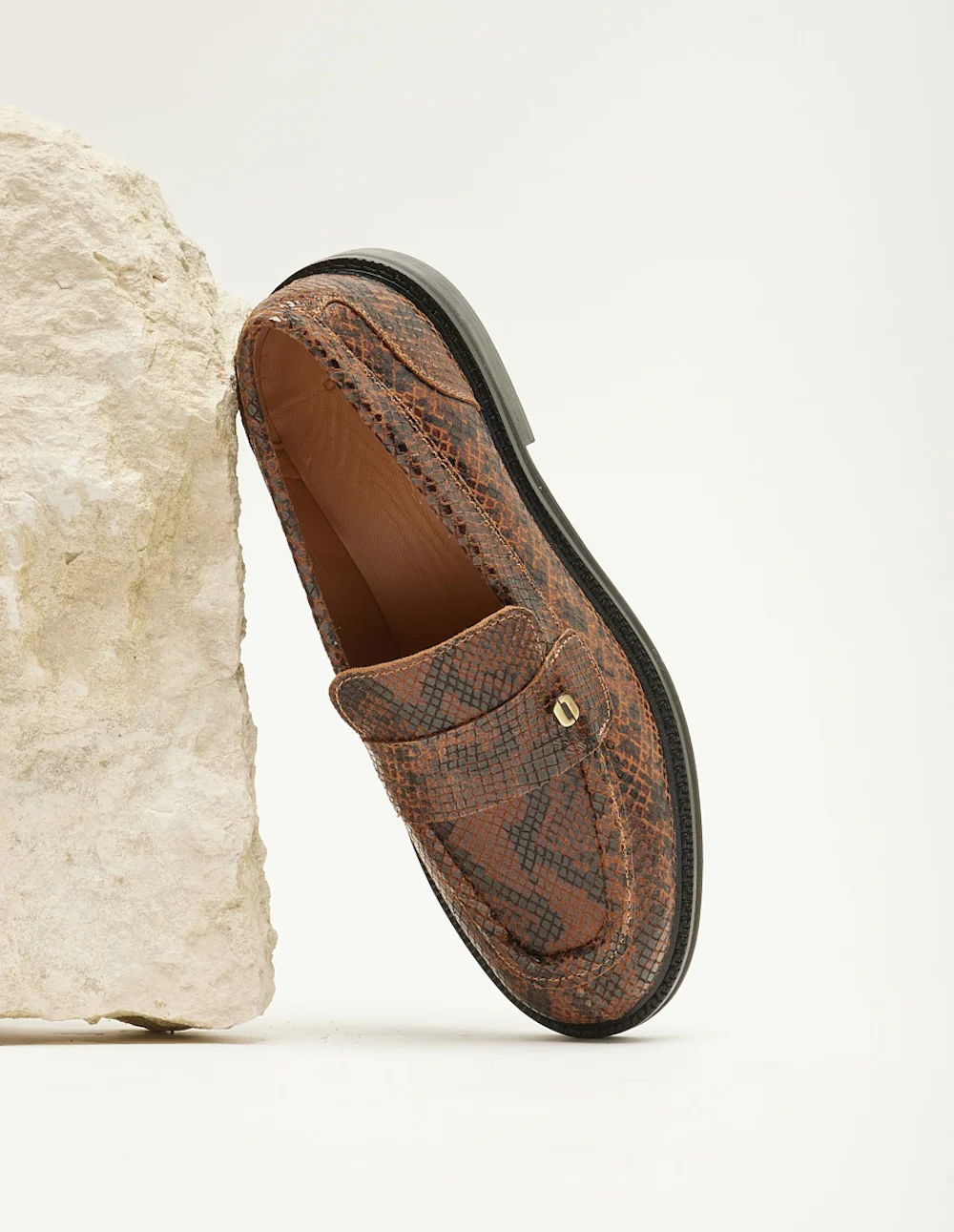 Mocassins Marjorie - Cuir python marron - Image 3