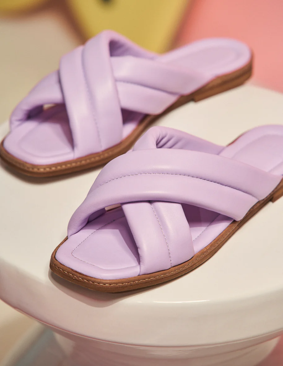 Mules plates Théa - Cuir lilas - Image 3