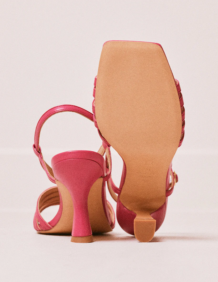 Sandales à talons Ninon M - Cuir fuchsia - Image 4